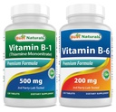 Melhores naturais Vitamina B1 como mononitrato de tiamina 500 mg e vitamina b6 200mg