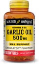 MASON NATURAL Óleo de Alho 500 mg Allio Sativum Suplemento Odorless - Suporta Função Circulatória Saudável, 100 Softgels