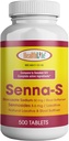 SAÚDE LFE Senna-S Tablets, Senna Plus (Amenizador Laxativo/Stool) suave alívio noturno da constipação ocasional Genérico para Senokot-S (Pequeno (Pacote de 1), 500)