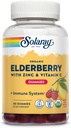SOLARAY Orgânico Elderberry Gummies w/Zinc & Vitamina C □ Sistema Imune saudável Suporte □ Gluten Free 30 Serv, 60 Ct