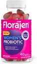 Florajen gomas probióticas da mulher - Tripla ação Prebiótico + Probiótico + Cranberry para Digestivo, Urinário, & Imune Suporte - Atuação rápida - Vegan & Gluten-Free - 40-Count
