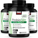 Fator de força ProbioSlim Suplemento probiótico de força extra para mulheres e homens com 30 bilhões de UFCs e extrato de chá verde para apoio à saúde do intestino, Bloating e alívio de gás, 120 contagem (Pacote de 3)