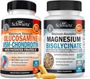 Cápsulas de Bisglicinato de Magnésio de Alta Absorção (1 Mês de Fornecimento) Plus Glucosamina Chondroitina HSH Suplemento de Suporte Conjunto de Tripla Força (1 Mês de Fornecimento)
