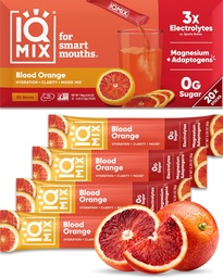IQMIX Hydration Electrolyte Powder – Fórmula 4-em-1 para hidratação, clareza mental, humor e recuperação – Mistura de bebida sem açúcar, Keto, Magnésio L-treonato, Mane Leão – 20 Laranja Sangue Contagem