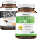 Óleo de semente preta & Erva de São João (3-fornecimento de meses) Harmony Essence Bundle of Black Seed Oil (180 Cápsulas) A frio Nigella Sativa & St. John's Wort (180 Cápsulas) com poderoso 900mcg Hipericina
