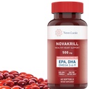 NovaKrill Krill Oil Omega 3 Suplemento – 1000mg Softgels com EPA, DHA, Astaxantina – Sem sabor de peixe – Fácil de engolir Antárctico Krill Oil – 60 Cápsulas Líquidas