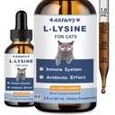 L-Lysine Suplemento para Gatos - Suporte Imune - 60ML Lisina para Respiratório Felino, Espirros, Nariz Runny, Função ocular - Natural Cat Antibiótico Drops - Roast Chicken Flavor