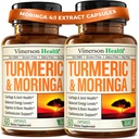 Moringa + Suplemento de Curcumina Turmérica para Saúde Conjunta, Saúde Gut, Energia e Apoio Imune - Fórmula de Bem-Estar Total - Curcumina Tumérica com Pimenta Preta e Moringa Cápsulas Puras - 60 Contagem - 2 Embalagem
