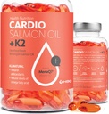 Óleo de peixe Omega 3 de alta resistência com vitamina K2-1000mg, óleo de salmão norueguês, EPA & DHA, Arroto, Omega 3 Fatty Acids Suplemento para olhos, cérebro, coração e imunidade - 90 Cápsulas - Cardio