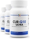 Stop Aging Now - CUR-Q10 Ultra Complex - Curcumin2K & MAX-Q10 - Saúde do cérebro e do coração, antioxidantes, suporte de humor e apoio à saúde conjunta - Acumérica e pimenta preta, CoQ10 - 60 Vcaps (3 Pack)