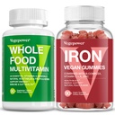 Alimentos inteiros Multivitamin + Pastilhas de Ferro □ Suplemento Alimentar inteiro para Energia, Gut, Saúde Imunitária