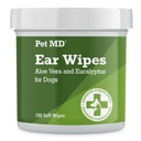 Toalhitas de Limpeza de Orelhas – Limpador Ótico para Cães, Cuidados de Orelha Relaxante com Aloe Vera & Eucalyptus, Toalhitas Regulares, 100 Contagem