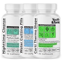 Juventude & tônica Disciplina dietética para alimentação consciente, limpeza, desintoxicação e suporte energético – Peso da água, limpeza de intestino & CortiThermo Forma para o metabolismo, perda de fluidos corporais, quebrar o platô, 90 pílulas