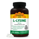 País Vida L-Lysine 500mg com B-6, Suporta Saúde Imune, Promove Renovação de Colágeno em Lábios e Boca, 250 Cápsulas Vegan, Certificado Gluten Grátis, Certificado Vegan