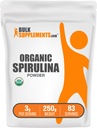 BulkSuplementos.com espirulina orgânica em pó - Superalimento, espirulina verde em pó, Suplemento de ervas - Vegan-Friendly, 3g por serviço, 250g (8.8 oz) (Pacote de 1)