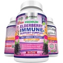 Cápsulas de Elderberry FRESH HEALTHCARE - Alta potência Black Elderberry com Zinco e Vitamina C - Premium 3-em-1 Imune Support Vitaminas para Adultos