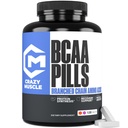 Pílulas de músculo louco BCAA com a razão perfeita 2:1:1 de aminoácidos de cadeia ramificada Suplemento, 1000mg de BCAAs por comprimido (melhor do que cápsulas), 120 comprimidos