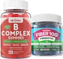 2 Pacote Complexo de vitamina B metilada + 1 Pacote Açúcar grátis 10g Suplemento de fibra prebiótica, chicletes para adultos
