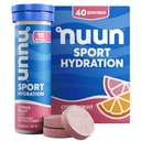 Nuun Sport Electrolyte Tablets com magnésio, cálcio, potássio, cloreto e sódio, Glúten livre e Vegan, Citrus Fruit, 4 Pack (40 Servings Total)