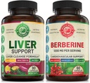 Fígado Cleanse Detox Repair Formula e Premium Berberine Bundle (uma garrafa cada). Suporta Saúde do Fígado, Saúde Cardiovascular, Impulso de Energia, Função Metabólica. EUA Made.