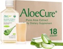 AloeCure USDA Orgânico Aloe Vera Juice Made Within 12 Hrs of Harvest - Puro Suco de Aloe Suplemento Digestivo Natural para apoiar a digestão, sistema imunológico e equilíbrio da acidez do estômago, 18 x 500ml Garrafas