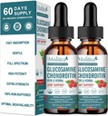 (2 Pack) Glucosamine Chondroitin MSM Liquid Drops - Suplemento de suporte conjunto de força extra com Elderberry, Boswelia, Bromelaína, Ácido Hialurônico - Apoio imunológico antioxidante para adultos, homens e mulheres
