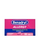 Benadryl Ultratabs Allergy Medicine, 25 mg Difenidramina HCl Anti-histamínico Comprimidos para alívio frio e alergia de sintomas como espirros, nariz runny, Itchy Eyes & Garganta, Febre de Hay, 100 comprimidos contagem