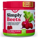 Gummies de beterraba com CoQ10-Óxido nítrico e suporte energético-Não-GMO Beetroot Powder & Grape Seed Extract- Natural mixed Berry Flavor-60 Contagem