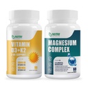 Vitamina D3 K2 com MCT Oil 90 Softgels & Magnésio Breakthrough Suplemento Complexo Osso, Coração, Músculo e Sistema Nervoso Suporte - Não-GMO