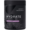 Sports Research® Hydrate Electrolytes Powder - Livre de açúcar e naturalmente saboreado com vitaminas, minerais e água de coco - Suporta hidratação - Fruto de paixão - 90 Servings