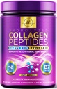Pó de peptídeos de colágeno 20G com ácido hialurônico e biotina, grama não aromatizada Pó hidrolisado Tipo I & III - Suporta cabelo, unhas, pele, osso e junta - Melhores suplementos de colágeno - 28 Servings