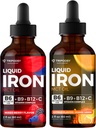 Suplemento de ferro líquido, Gotas de ferro, Mulheres e homens, B6, B9, B12, Vitamina C, Anemia, Blood Builder, Folato, Célula de sangue vermelha, Suporte imunológico, Óleo MCT, Citrus, Berry misto