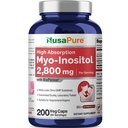NusaPure Myo-Inositol 2800mg, 200 Cápsulas, Suplemento de dosagem extra, Não-GMO