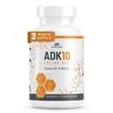 ADK 10 Suplemento Vitamina + Azeite para uma melhor absorção - com Vitaminas A + D3 (10,000 iu) + K2 (MK7+MK4) - 90 Cápsulas - Vegetariano - Não-GMO