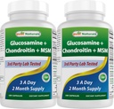 Melhor Natural, Glucosamina Condroitina e HSH Suplementos Conjuntos, 2600 mg por serviço, (180 contagem (Pacote de 2))
