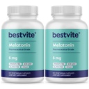 BESTVITE Melatonina 6mg (240 Cápsulas vegetarianas) (120 x 2) - Sem estearatos - Vegan - Não OGM - Glúten Grátis