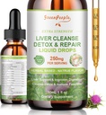 GREENPEOPLE Liver Cleanse Detox & Repair Drops - Suplemento de fígado w/Milk Thistle Silymarin, Alcachofra & Dandelion para Detox de fígado e suporte - 16x Potent Herb-Nutrientes - 1Fl Oz Natural Flavor