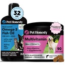 Ómega 3 Óleo de peixe & Multivitamin Pacote de força máxima: Wild Catched Omega 3 Suplemento e 15-em-1 Vitaminas para a pele, casaco e saúde (32 onças)