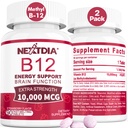 B12 Vitaminas 10.000 mcg, Vitamina Metilada B12 Sublingual - Energia Boost, Foco, Metabolismo e Apoio à Saúde do Cérebro, Suporte do Sistema Imune, Dissolve rápido, Sabor de Morango Natural, 180 Servings