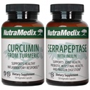 Pacote de suporte conjunto NutraMedix - Inclui Curcumina de Turmérica e Serrapeptase Enzima Cápsulas de suporte para suporte conjunto e suporte de resposta inflamatória saudável - 2-Piece Suplemento conjunto