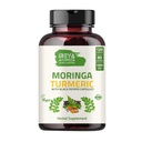 Orgânico Moringa Oleifera Pó e Raiz Turmérica Pó com Blackpepper 120 Cápsulas □ Feito com Moringa Orgânica, Açafrão e Pimenta Negra, Vegan, Gluten-Free e Non-GMO.