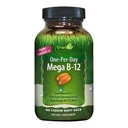 Irwin Naturals One-Per-Day Mega B-12 1.500mcg Vitamina de alta potência Metilcobalamina - Absorção rápida e melhorada com MCT + Ginseng Asiático - Energia Natural Boost - 60 líquidos Softgels