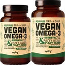 Vegan Omega 3 60 Softgels & 180 Softgels Bundle - planta baseada em DHA & EPA ácidos gordos - Carrageenan livre, alternativa ao óleo de peixe, apoia o coração, cérebro, saúde conjunta - de origem sustentável algas