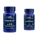 Extensão de vida Vitamina D3 5000 UI, Ashwagandha - alívio de estresse, foco, memória, suporte de humor - pacote de suplementos não-GMO
