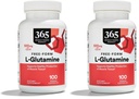Mercado inteiro de alimentos, L Glutamina 500Mg Veggie Caps, 100 Contagem (Pacote de 2)