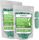XPRS Nutra Vegan Tamanho 00 Cápsulas Separadas - 100 Count Premium Cápsulas Vazias Separadas em Sacos - 00 Comprimidos Vazios para Preenchimento Suplemento DIY (Sage Green)