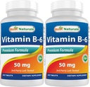 Best Naturals Vitamina B6 50 mg 250 Comprimidos (250 Contagem de 2))