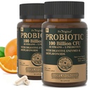 Probióticos com Prebióticos para Homens e Mulheres - 35 Strains Organic Probiótico 100 Bilhões UFC para Gut & Digestive Health, Vegan Acidophilus Probióticos Suplemento, Não-GMO Raw Probiótico 120 Caps