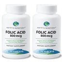 Esplendor da Terra Ácido Fólico 800 mcg Suplemento, Suporta Saúde do Coração, Suporta Saúde Reprodutiva da Mulher, Comprimidos Suave (800 mcg, 200 comprimidos, pacote de 2)