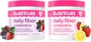 Belli Welli pacote de suplemento de fibra diária com colagénio, probióticos e eletrólitos – Morango limonada & Wild Berry Flavors – Suporta Digestion, Equilíbrio de Gut, & Debloating – 32 Servings